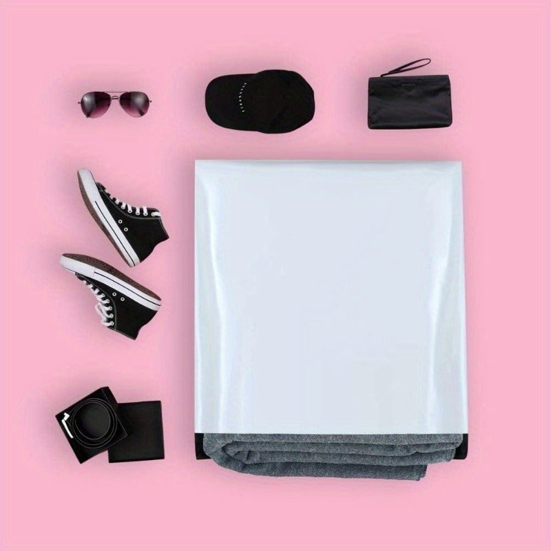 104-Pack 2mils White Poly Mailers - Thick Waterproof Shipping Envelopes, Large Size for Logistics & Packaging, Durable Clear Plastic with Black Sealing Strips, Poly Mailer Bags